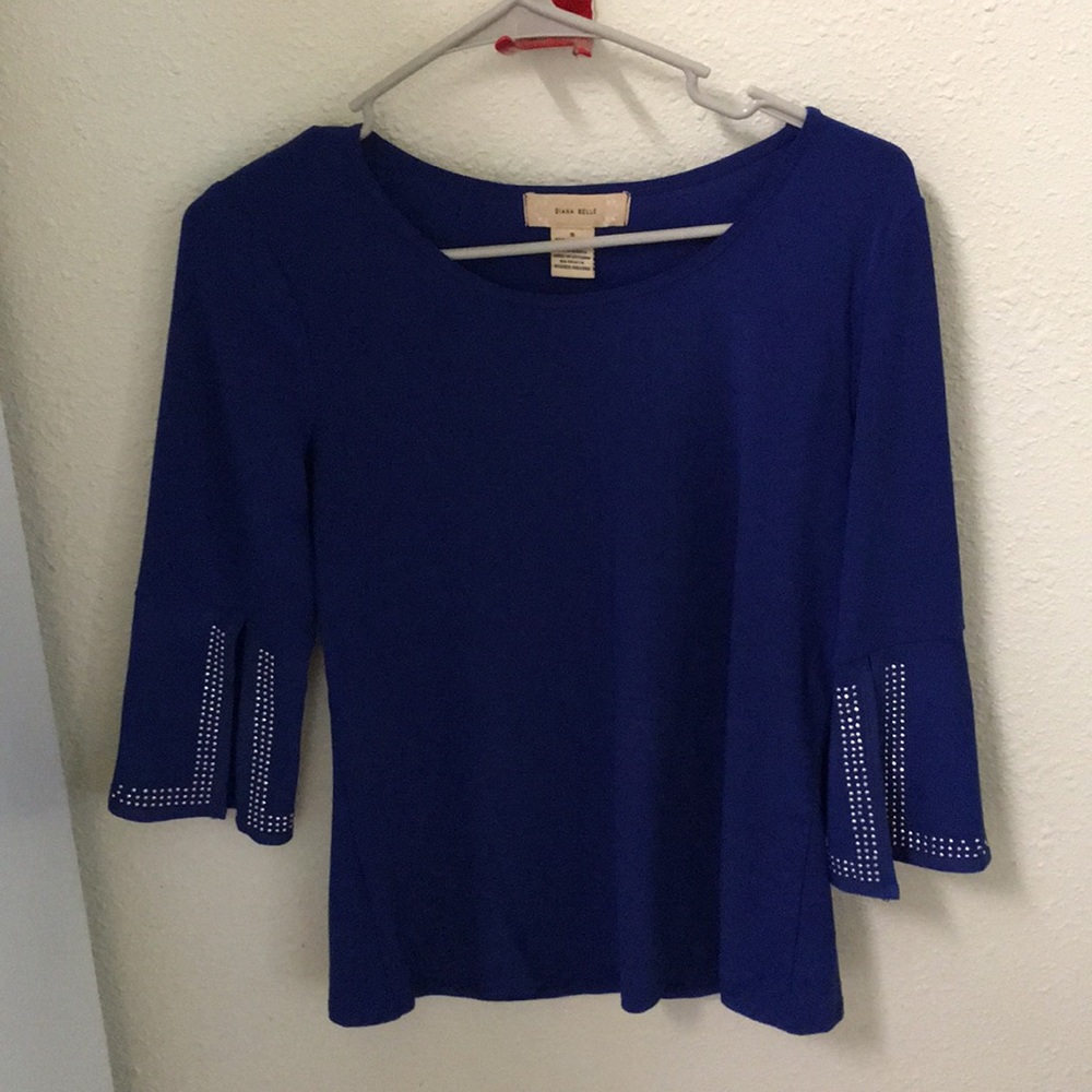Blue quarter sleeve blouse